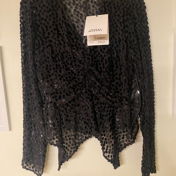 ISABEL MARANT SZ 40 | US 8
Ulietta metallic devoré-velvet blouse black NWT - Picture 6 of 9